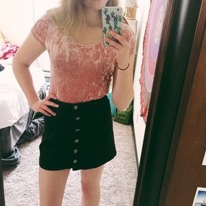 Pink crushed velvet tee